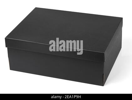 Black shoe box isolated on white background with clipping path Stock Photo