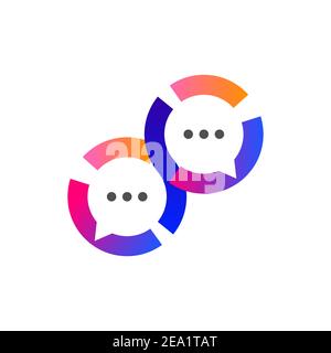 Communication logo. Two comment bubbles. Vector illustration is isolated. Icon dialog. Support chat sign Stock Vector