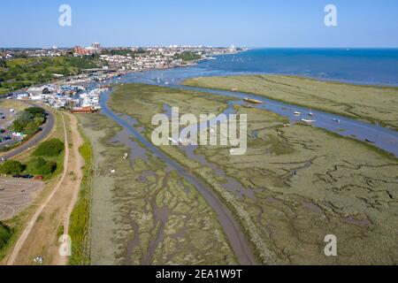 Leigh On Sea National Nature Reserve aerial view of Marshes in Essex Stock Photo