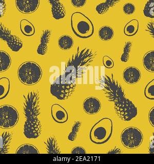 tropical pattern on a yellow background Stock Vector