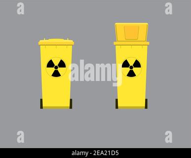 Tank for collecting radioactive waste. Radioactive disgrace sign. Flat vector illustration Stock Vector