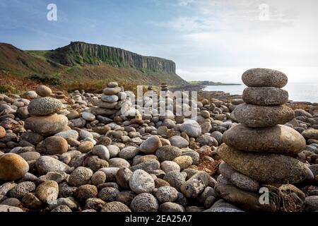 stone balancing on the beach on Arran Stock Photo - Alamy