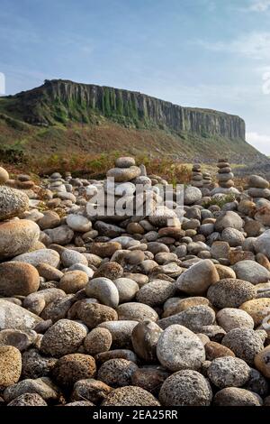 stone balancing on the beach on Arran Stock Photo - Alamy