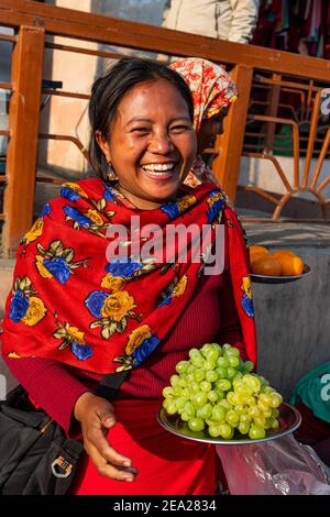 Women vendors selling grapes, Ima Keithel womenÂ´s market, Imphal, Manipur, India Stock Photo