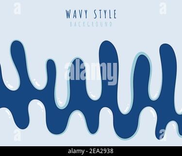 Abstract blue wavy pattern design of minimal template. Simple style of retro sea color background. Stock Vector
