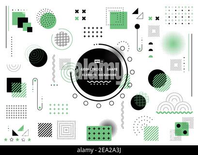 Abstract green and black geometric shape of modern elements cover template. Overlapping with elements and halftone of structure background. Stock Vector