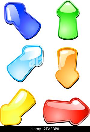 Set of glossy arrow icons for web design Stock Vector