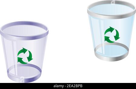 Glossy recycle bin isolated on white for web design Stock Vector