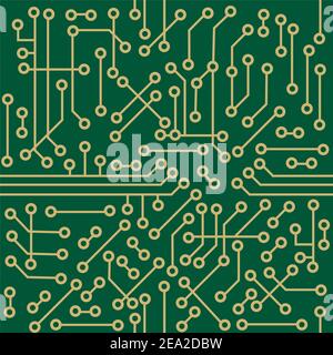 Seamless microcircuit as a technology concept or background Stock Vector