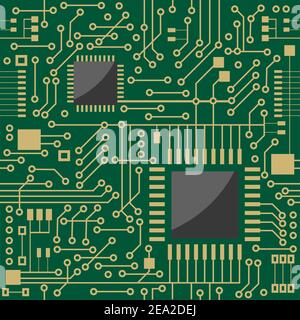 Seamless microcircuit as a technology concept or background Stock Vector