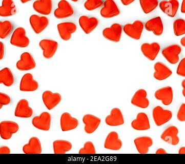 Red hearts on white background. Place for your text Stock Photo