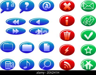 Set of web buttons for design isolated on white Stock Vector