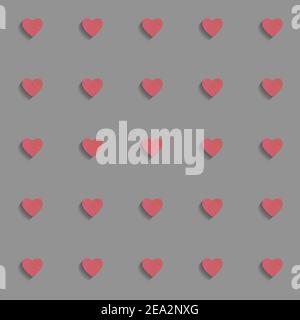 Seamless illustration, dotted hearts in watercolor color. Design for the february 14. Stock Vector