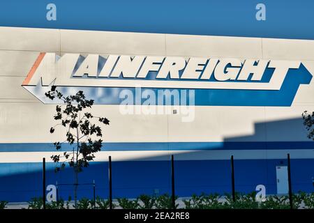 Houston, Texas USA 01-01-2021: Mainfreight building exterior in Houston, TX. Logistics and transportation company founded in Auckland, New Zealand. Stock Photo