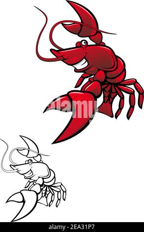 Smiling red crayfish or shrimp isolated on white Stock Vector