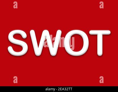 Swot Lettering Pretty 3D illustration of SWOT title on business document. Strengths ...