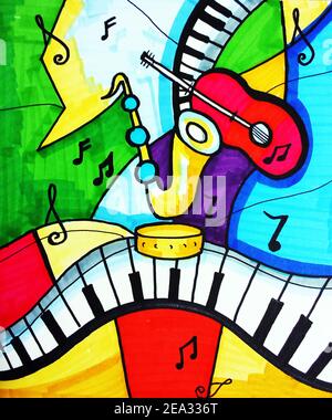Art ,Drawing ,Abstract ,Copic, color ,Music ,Triangle ,Curve