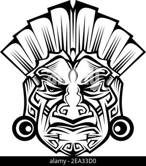 Ancient ceremony mask isolated on white for design Stock Vector