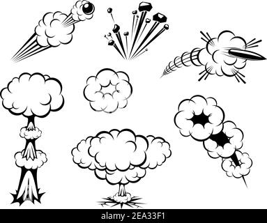 Set of various explosions isolated on white Stock Vector