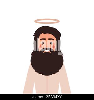 Jesus Christ in cute cartoon style. Christian Bible for kids, vector illustration. Stock Vector