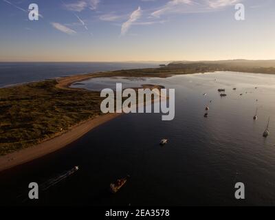 Aerial view of Dawlish Warren in Devon , UK, on a sunny evening Stock Photo