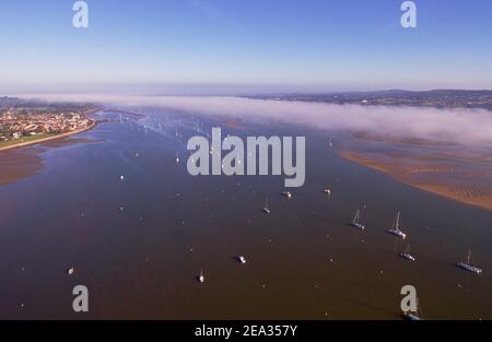 Aerial view of Exmouth sea front on the Exe estuary in Devon , England Stock Photo