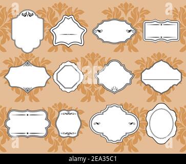 Antique vintage frames isolated on white for design Stock Vector