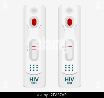 Set of express test for HIV and AIDS, with a positive and negative result. Stock Vector