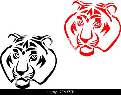Tiger mascots isolated on white for tattoo design Stock Vector