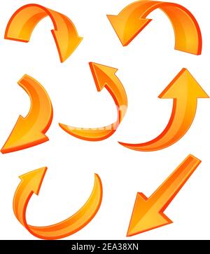 Set of glossy orange arrow icons for web design Stock Vector