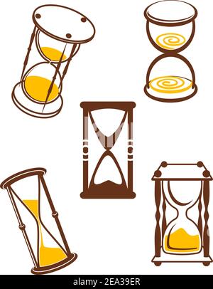 Hourglass symbols and icons for time concept and design Stock Vector