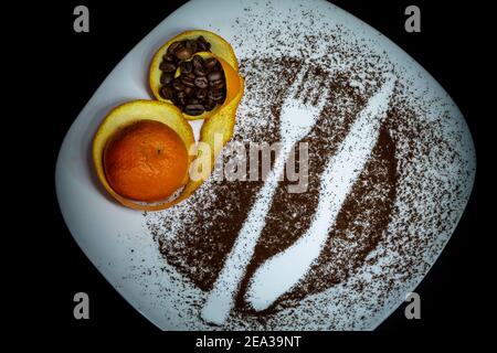Serving plate decorated. Stock Photo