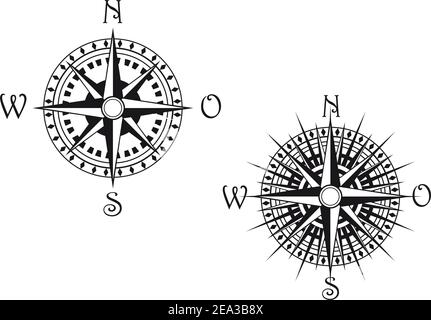 Vintage Compass Baroque Style Tattoo Design