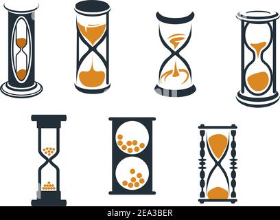 Hourglass symbols and icons for time concept and design Stock Vector