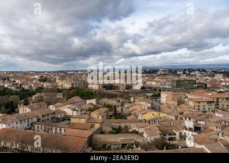 Panoramic view of the city of Carcassonne in Occitanie, France. Department Aude Stock Photo