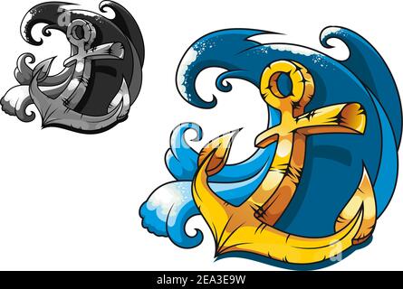 Sailor tattoo - vintage anchor in blue sea water Stock Vector Image & Art -  Alamy