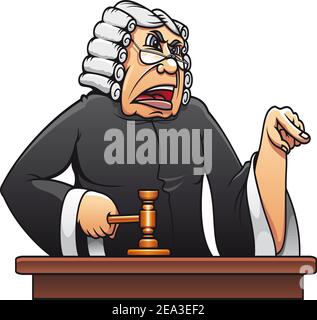 Judge with gavel for law concept design in cartoon style Stock Vector