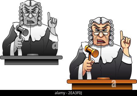 Judge with gavel for law concept design in cartoon style Stock Vector