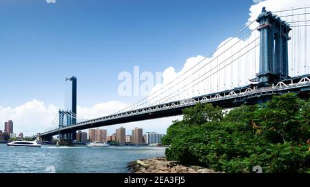 Manhattan bridge from below. Brooklyn, New-York, United States Stock Photo