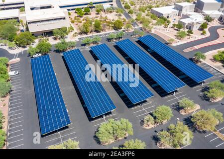 SOLON solar covered parking, Pima Community College - West Campus, Tucson, AZ, USA Stock Photo