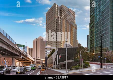 tokyo, japan - april 13 2020: Entrance gate of the Roppongi-itchome Station connected directly to the Izumi Garden Tower building and located between Stock Photo