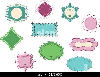 Doodle frames and borders set for design Stock Vector