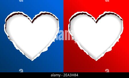 Heart Shape On Torn Paper For Background Design Stock Vector