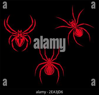 Set of spiders for tribal tattoo design Stock Vector