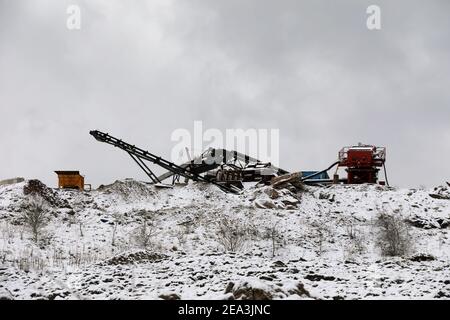 Obsolete quarrying equipment in the Derbyshire Peak District National Park Stock Photo