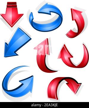 Glossy arrow icons and symbols for web design Stock Vector