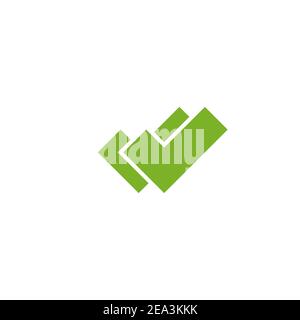 Valid Seal icon. Green double thik tick. Flat done sticker icon. Isolated on white. Accept button. Good for web and software interfaces. Vector illust Stock Vector