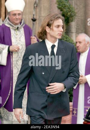 Princess Caroline of Hanover's son, Andrea Casiraghi, leaving Monaco's cathedral on April 5, 2005, after a mass for the late Pope John Paul II. Photo by Klein-Nebinger/ABACA. Stock Photo