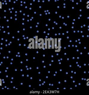 Seamless pattern with blueberry on black background. Natural fresh ripe tasty blueberries. Vector illustration for background, packaging, textile Stock Vector