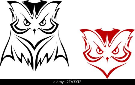 Owl mascot in two variations for tattoo or emblem design Stock Vector